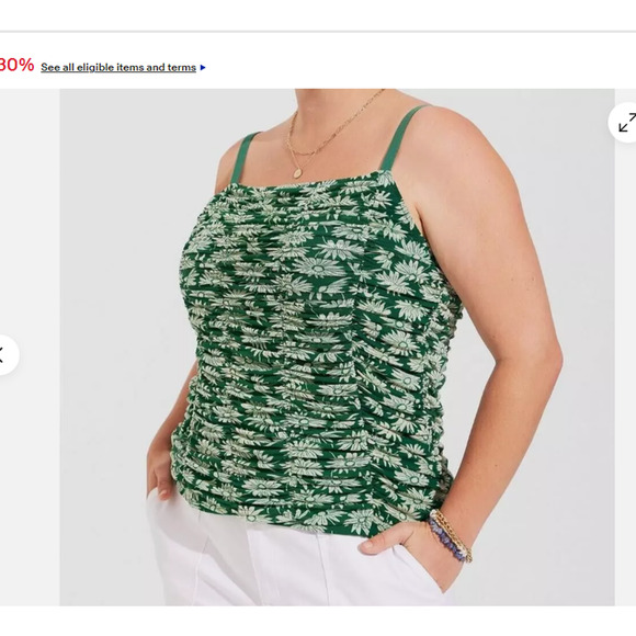 Torrid Tank Top Women 5X Green Stretch Mesh Cropped Shirred Cami NWT - Picture 6 of 7